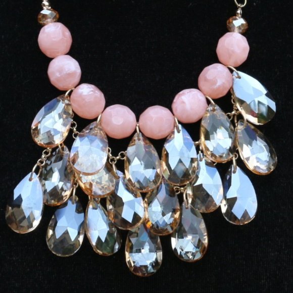 Dressy Boho Crystal Tiered Statement Necklace Set - Picture 2 of 5